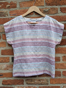 80s pastel coloured poly top size 12