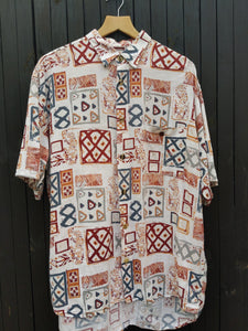 90s patterned short sleeve shirt XL