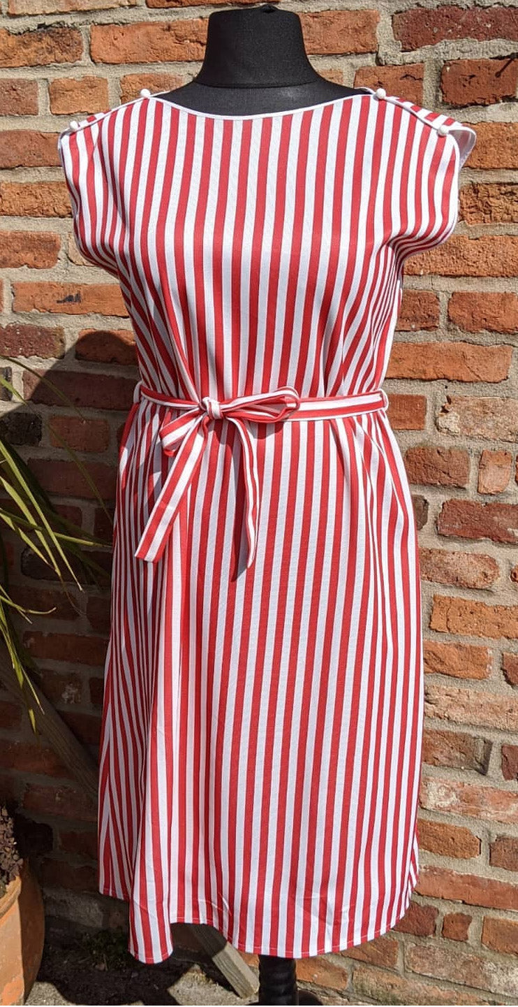 Vintage 80s striped midi dress, approx size 16