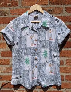 Vintage Hula girl Hawaiian shirt approx size M