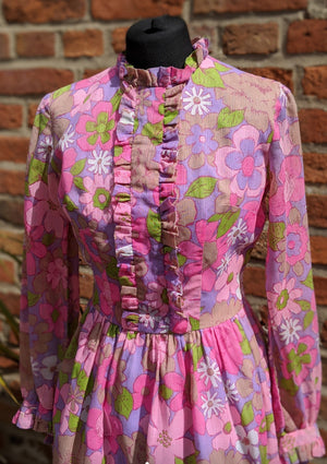 Bright psychedelic floral print dress size 8
