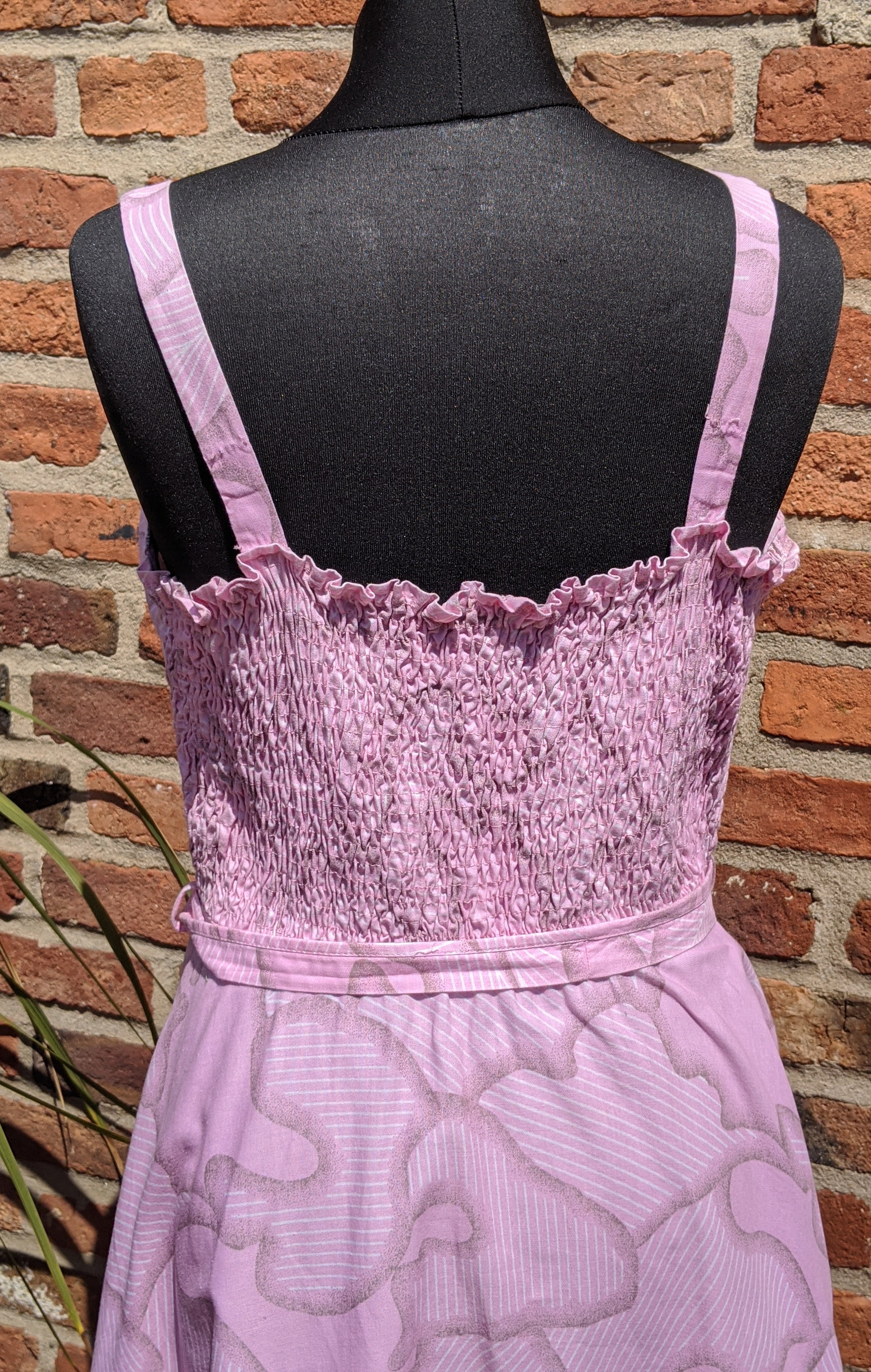 Vintage pink patterned cotton sundress size 14/16