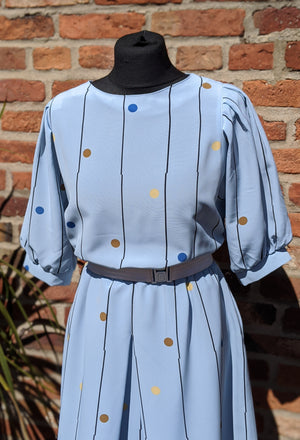 80s polka dot and striped midi dress size 14/16