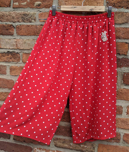 Red and white pilka dit culottes