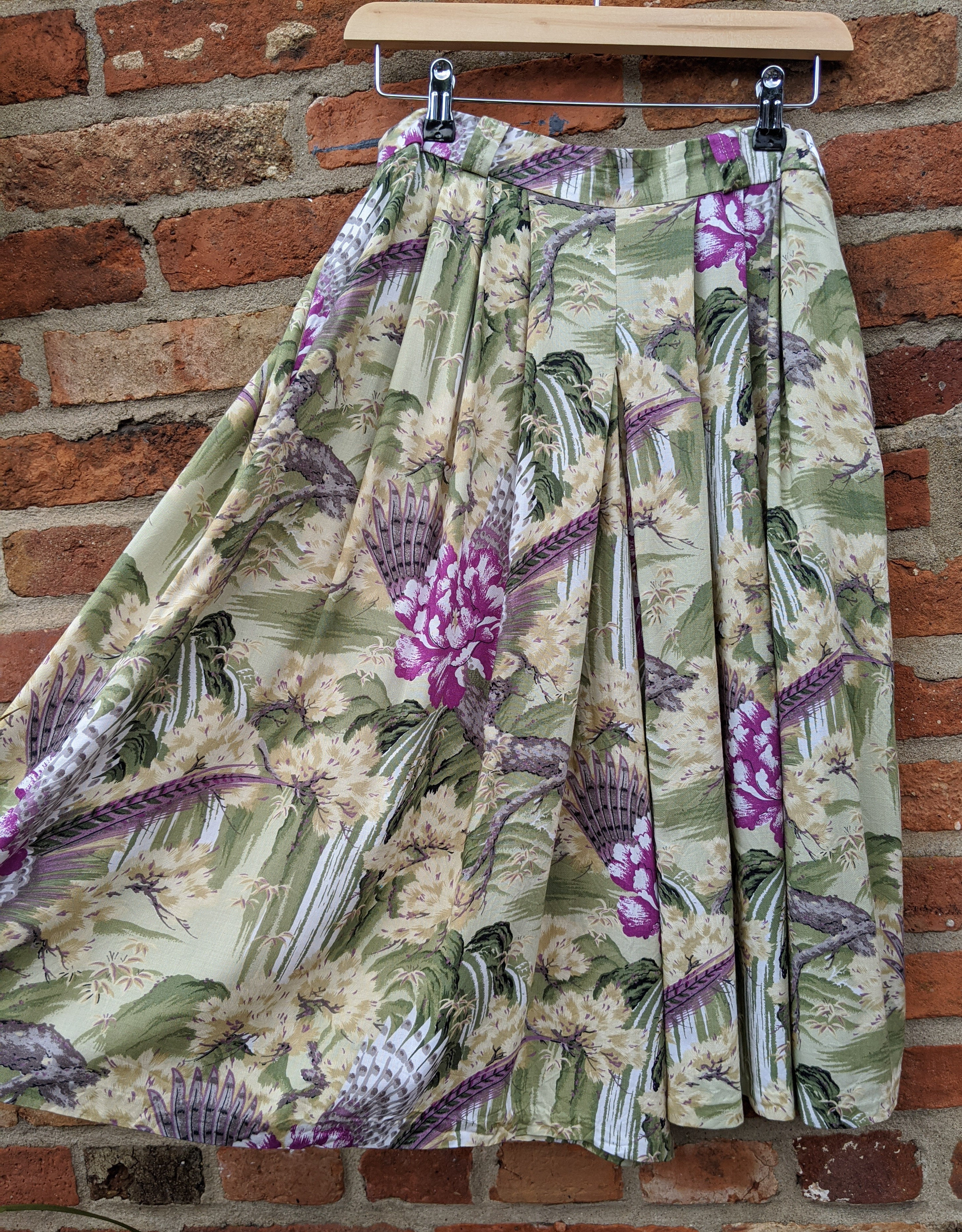80s feather & floral culottes waist 30"