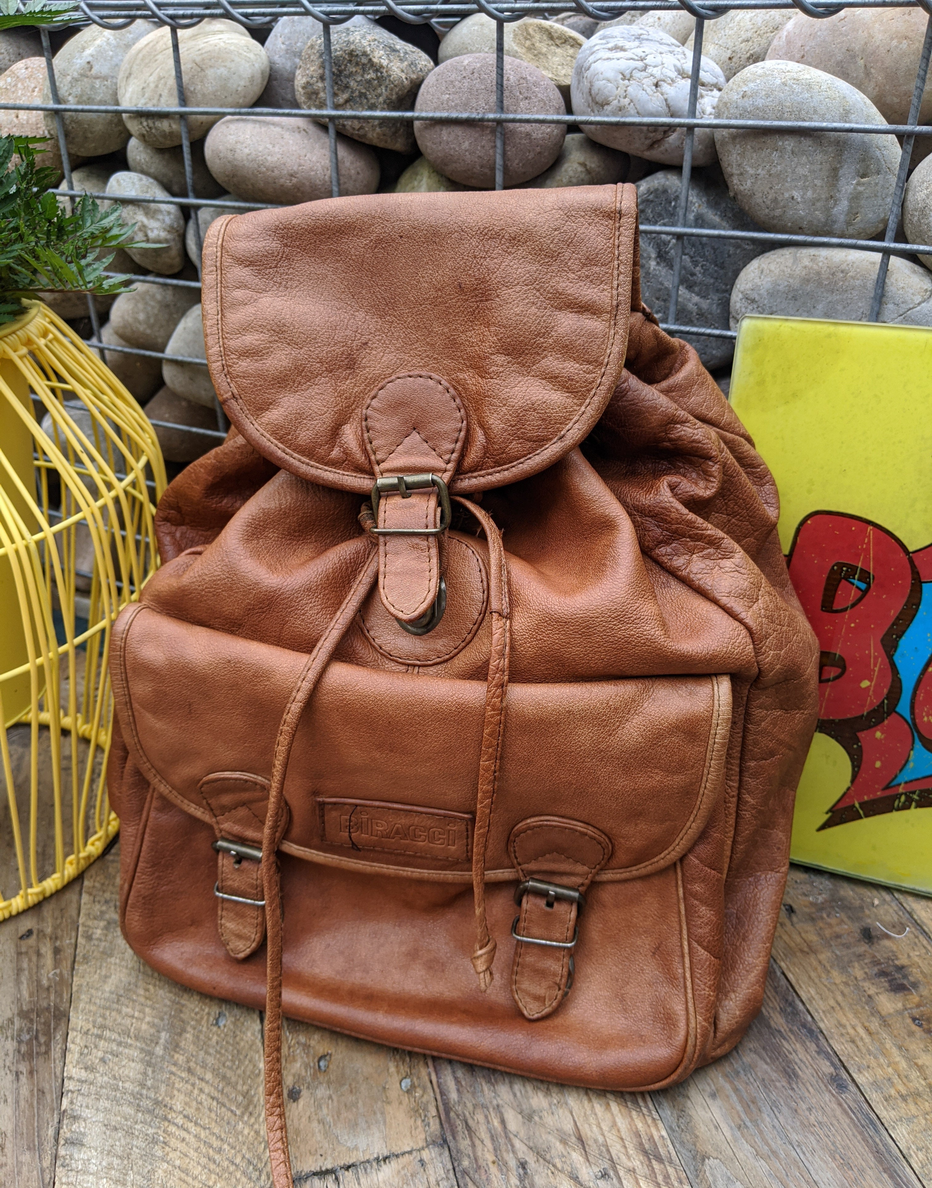 Vintage large brown leather backpack