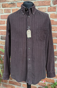 90s brown striped cord shirt size L