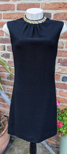 Simple 60s black wool shift dress size 8