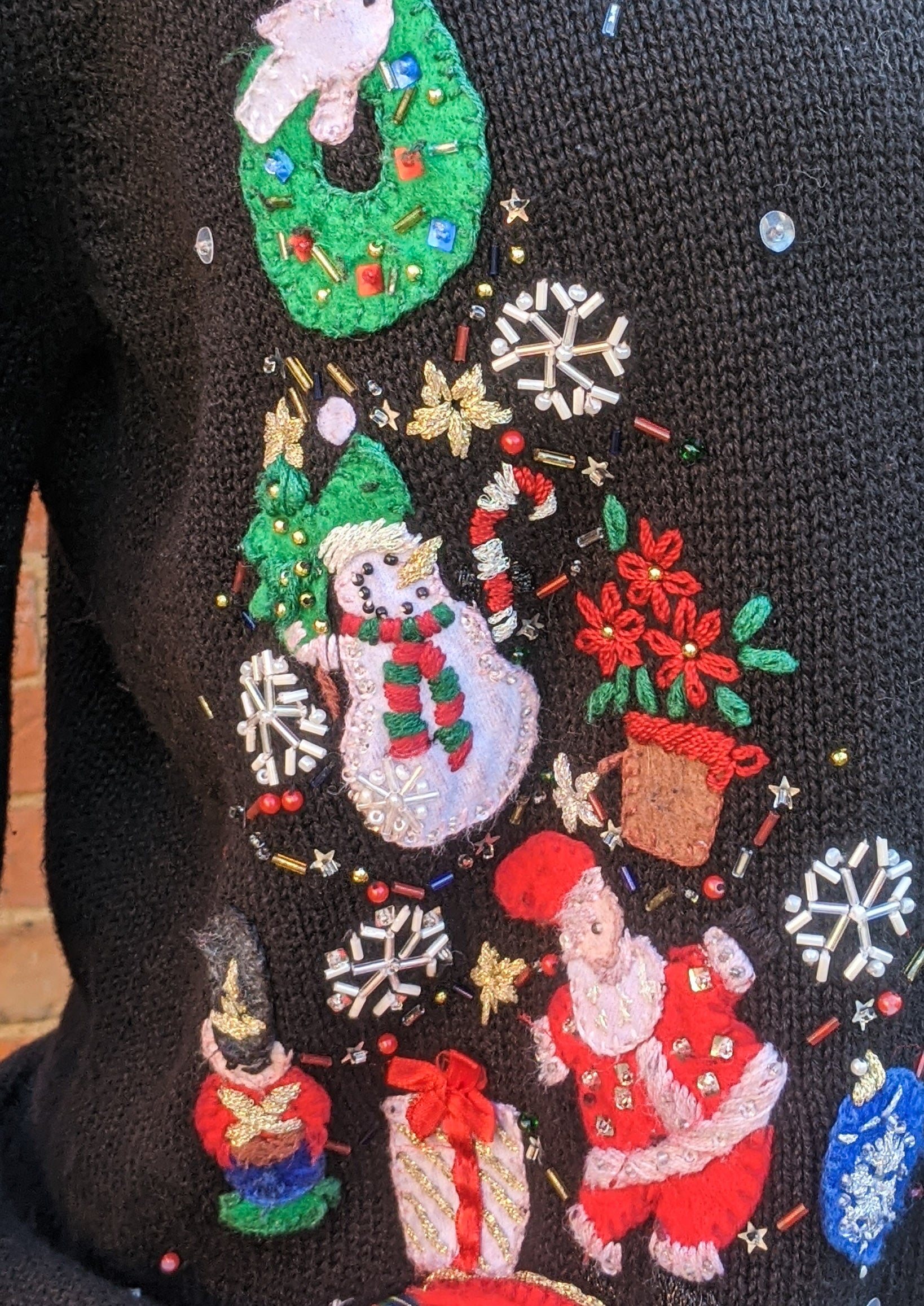 Crazy decorated Christmas cardigan size L Item 849