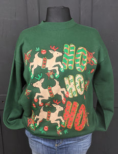 Ho Ho Ho reindeer Christmas sweatshirt size L Item 858