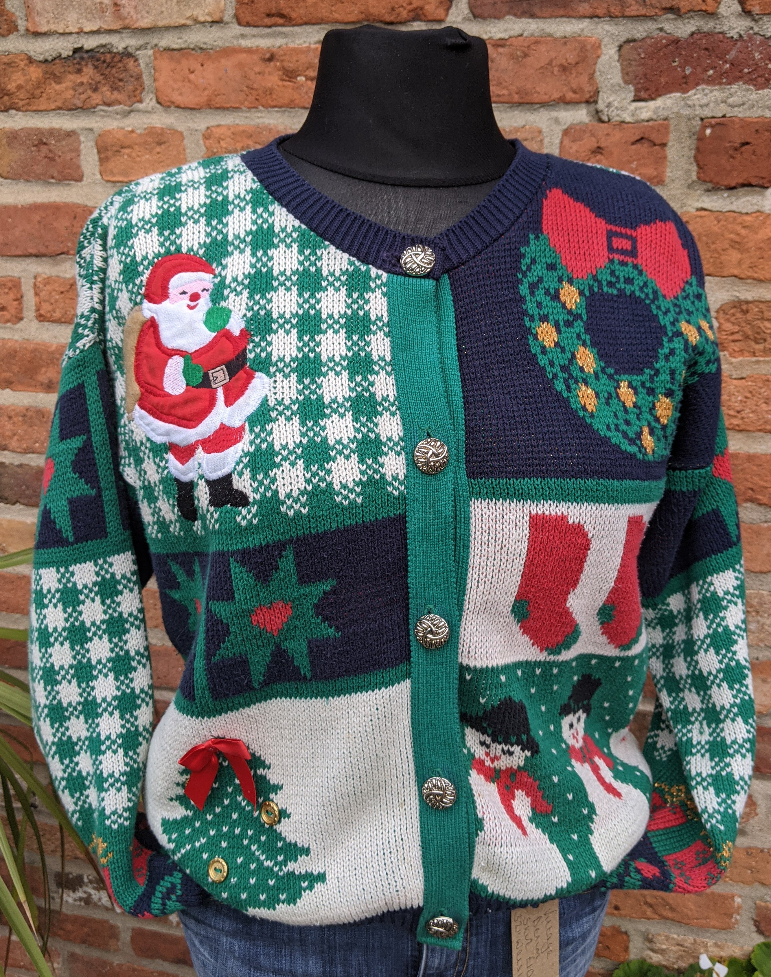Stunning patterned Christmas cardigan size L item 884