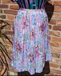 Floral lined Poly midi skirt 31"